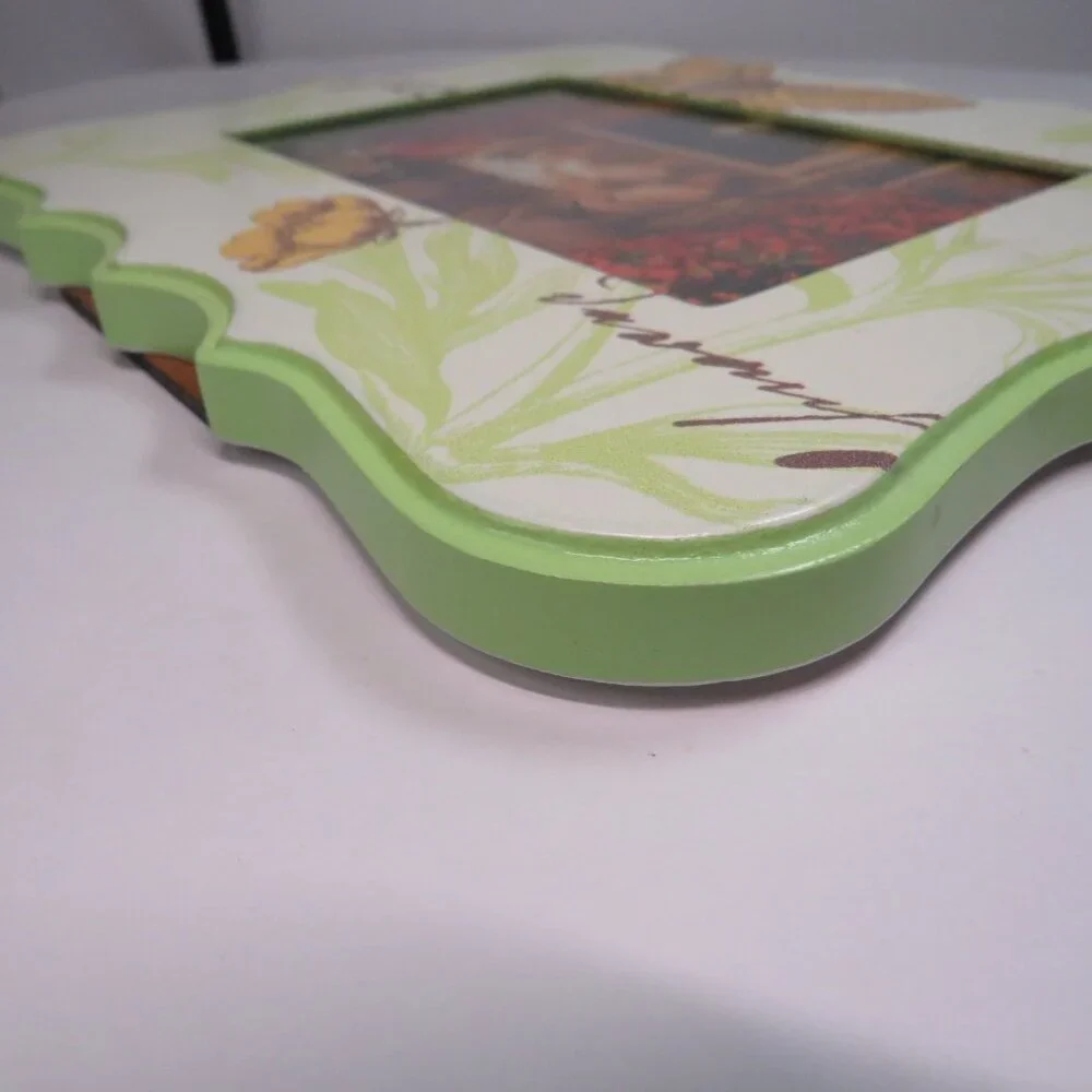 Orange Lime Green Floral Butterfly Picture Frame